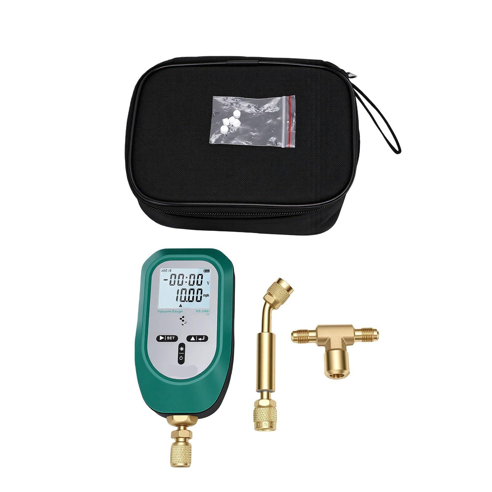 GOWENIC Cyfrowy Wakuometr 0-75000 Mikronów, Interfejs 1/4 SAE i 7/16-20UNF, Mikronowy Tester Próżni HVAC z Podświetlanym Wyświetlaczem do Dynamicznego Monitorowania Systemu