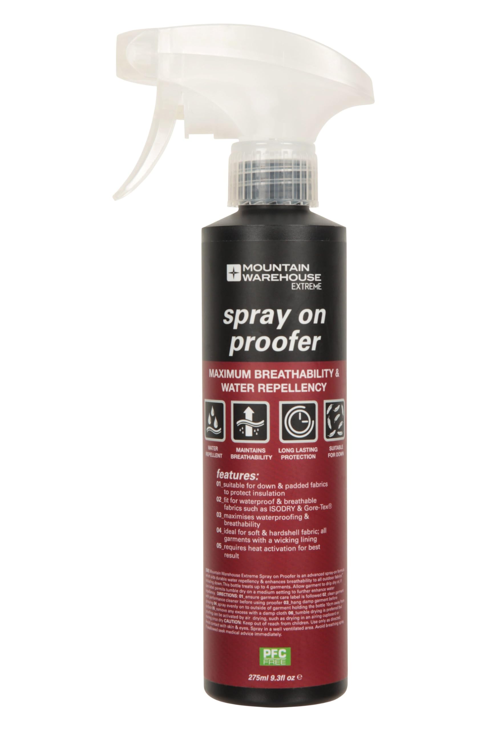 Mountain Warehouse Sprayon Proofer 275ml - Works Great with Down & Gore-tex, Waterproof Clothing Spray Proofer, Breathable Repeller - For Camping, Hiking, Travelling