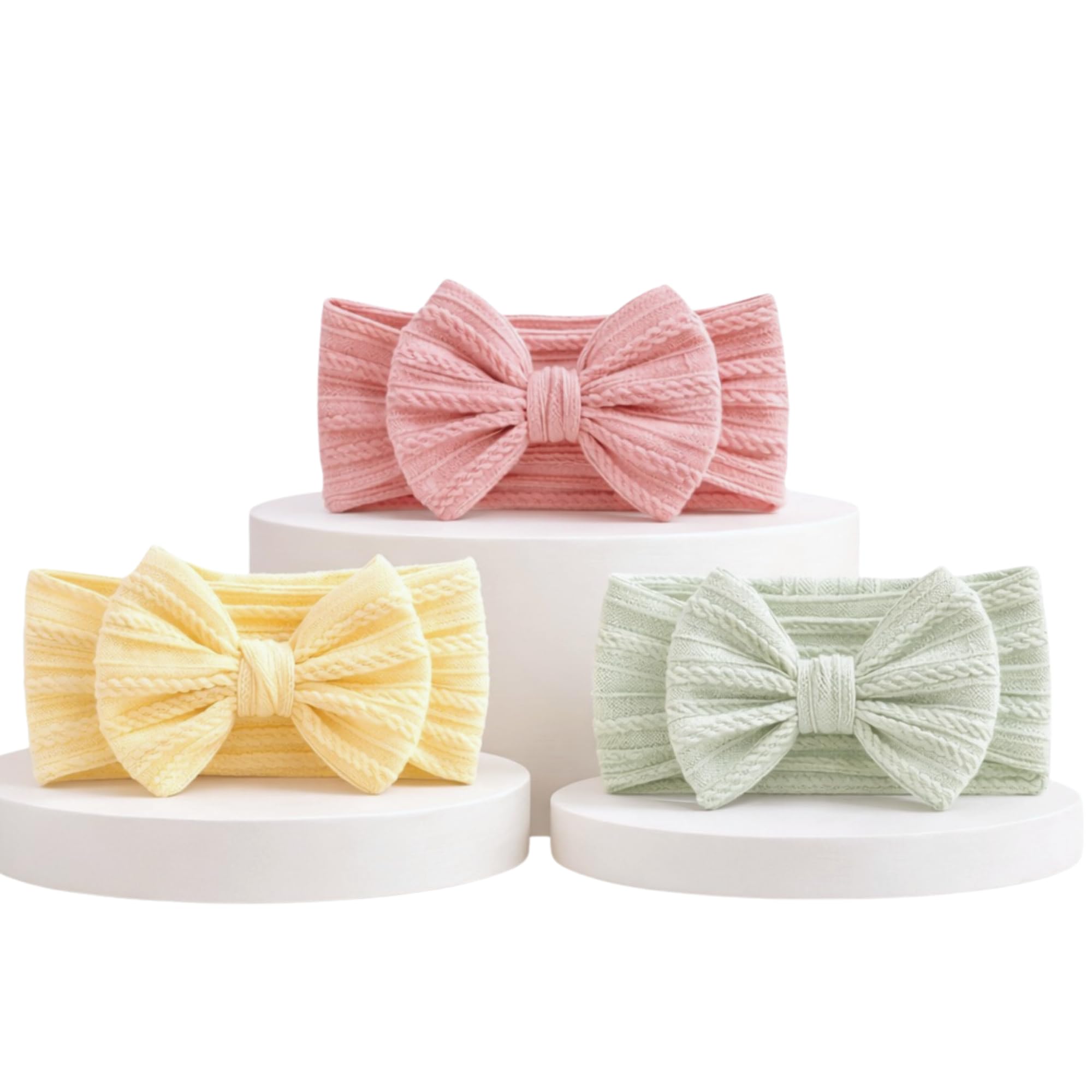 Baby Headband 3 Pcs Set, Hairband For Newborn Baby Girl Boy Soft Cute Strechy Knotted Headband, Baby Shower Essential Gift Accessories For Infant, Kids 0-24 Months, Butter Yellow, Salmon Pink, Sage Green-image-40