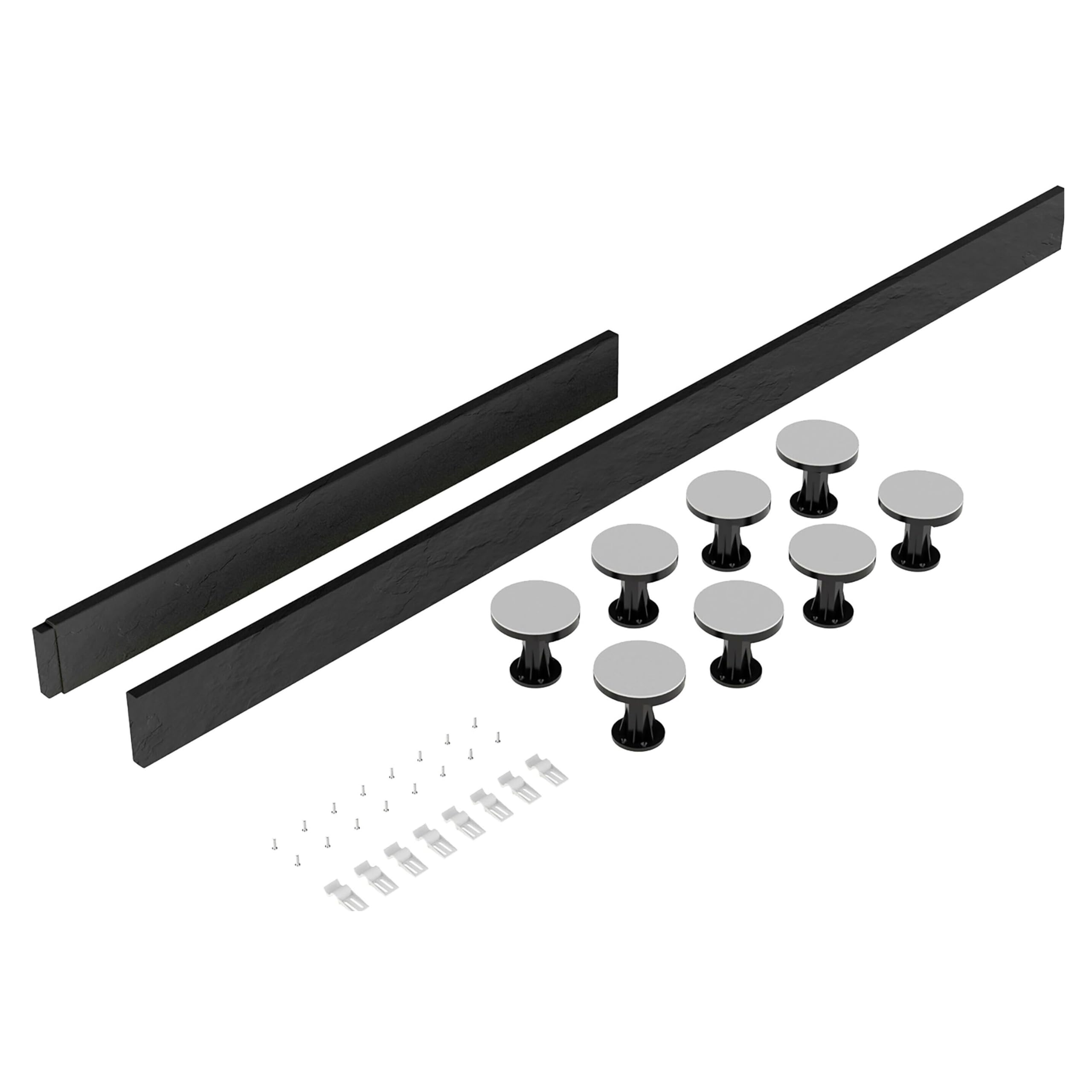 Balterley Shower Tray Riser Kit, 2 Grey Panels, 8 Pack of Legs, Clips & Screws, Leg Set & Plinth Kit for 1100mm to 1200mm Rectangular Trays, Plinth & Legs - 1800 x 105mm & 1000 x 105mm (Slate Grey)