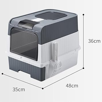 Extra Large Covered Cat Litter Box With Top Entry & Slide-Out Tray, Odor Control, Scoop Included, Fully Enclosed Toilet(Black-e)