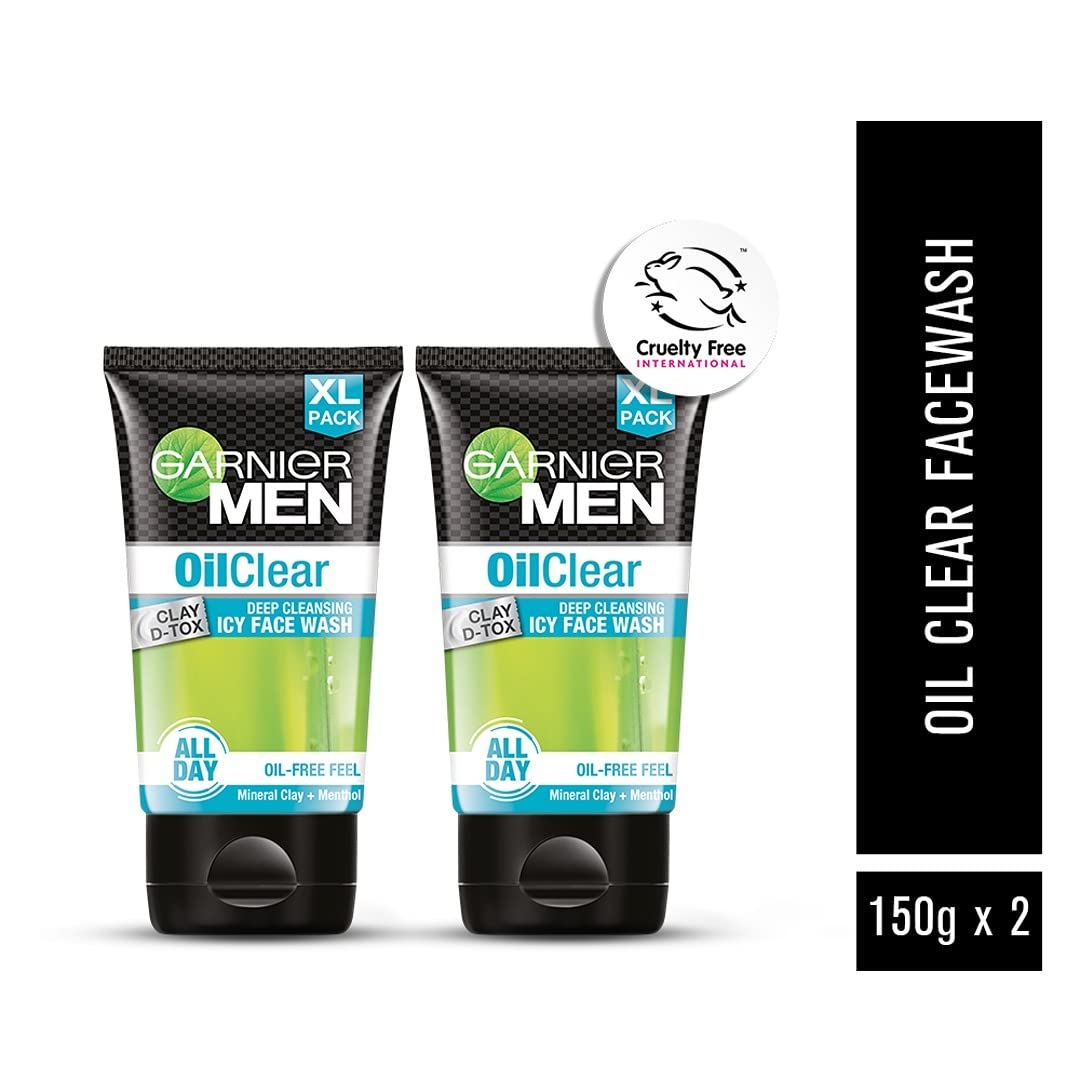 Garnier Men, Face Wash, Balances Oil Level in Skin, Oil Clear Clay D-Tox, 150 g (Pack of 2) & Garnier Bright Complete VITAMIN C Booster Face Serum, 30ml - Image 3 thumbnail