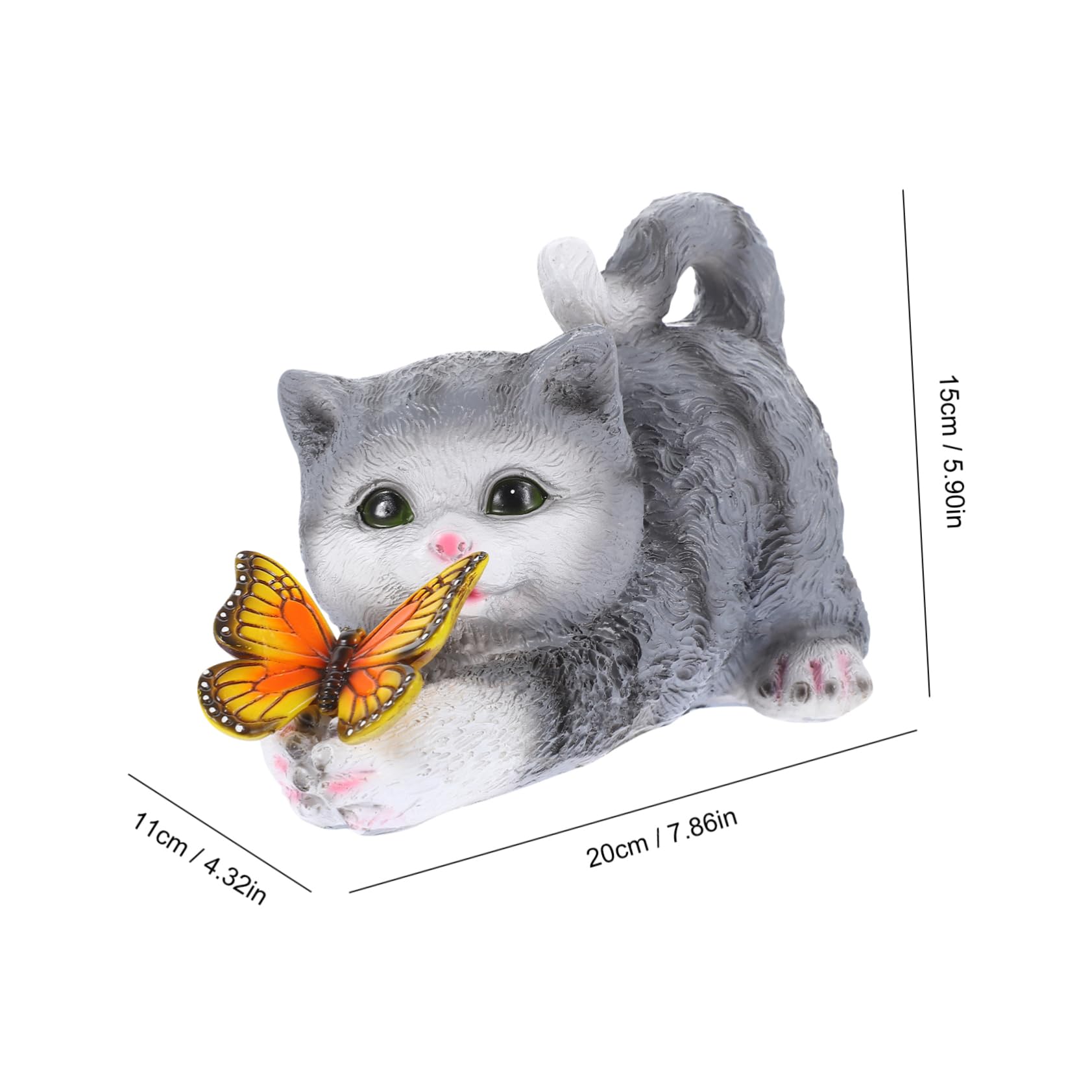 Happyyami Realistische Katzenstatue aus Kunstharz mit Dekorativem und Praktischem Design Einzigartige Gartendekoration für Lehrer und Sammler im Außenbereich
