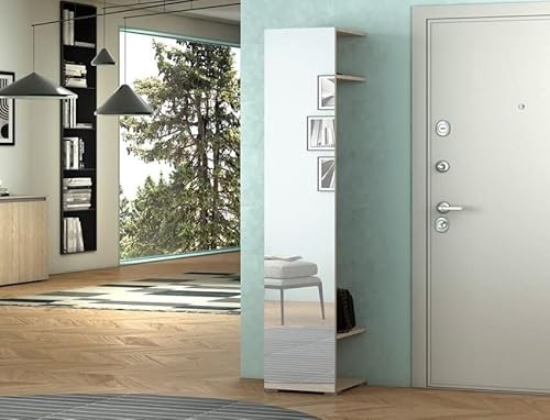 CAESAROO Appendiabiti a Colonna 35x195H cm Olmo con Specchio - Olmo