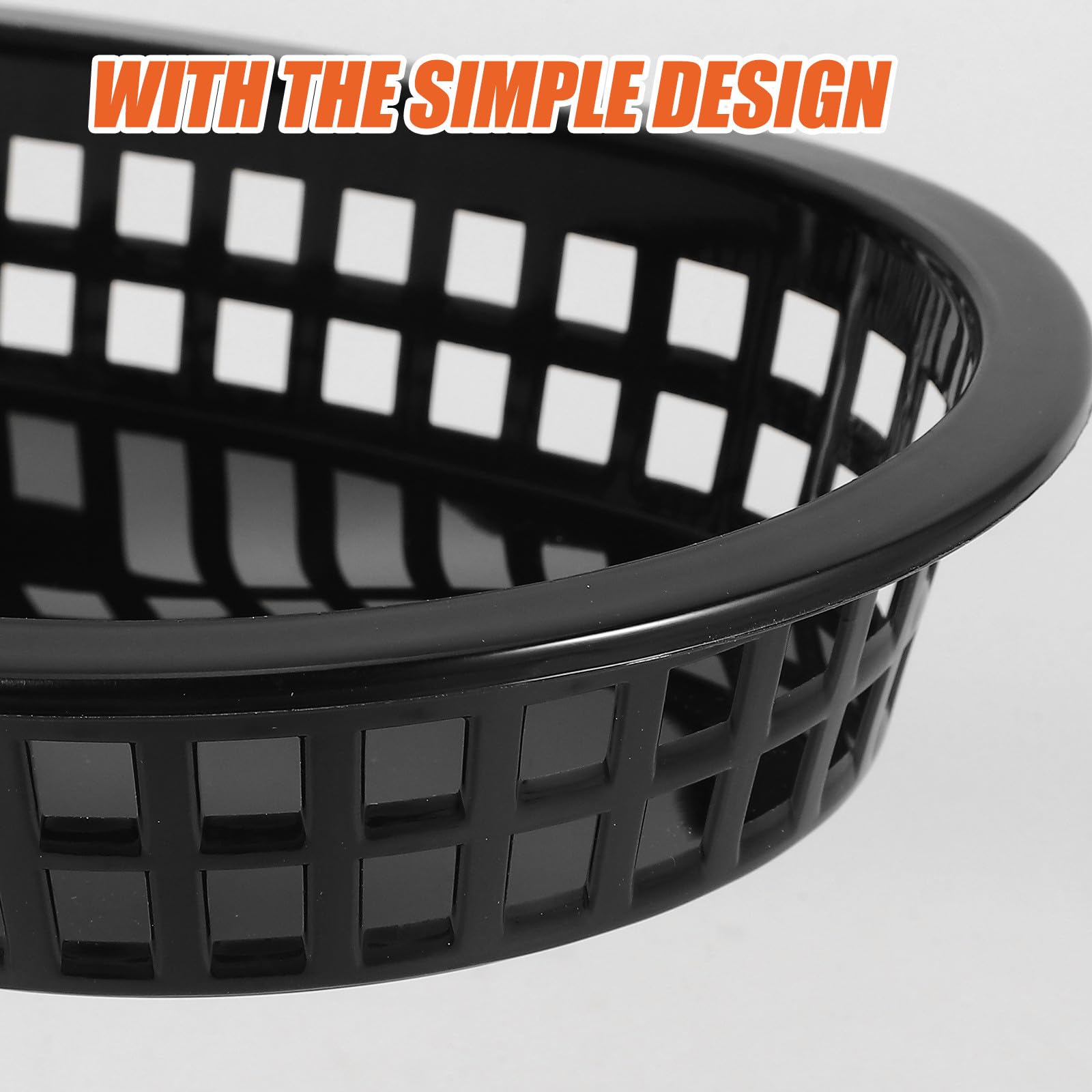 MAGICLULU Set da 24 Cestini Neri in Plastica per Snack Fritti e Hamburger, Design Salvaspazio e Traspirante per Cucina e Feste Riutilizzabile