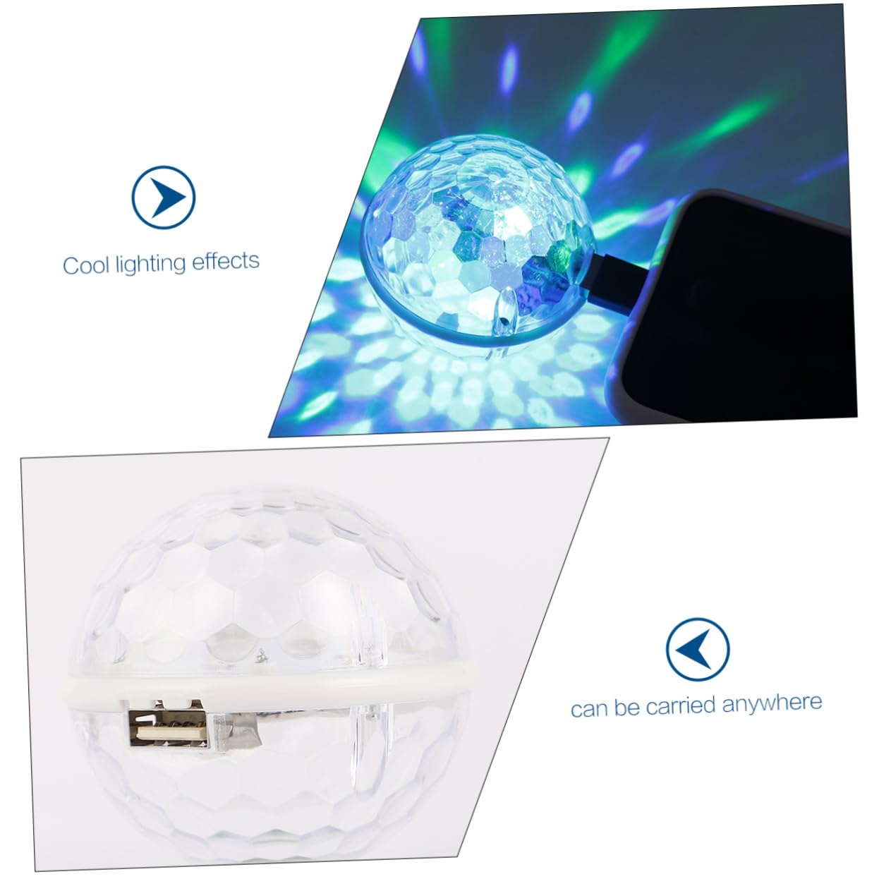 LALAFINA 1Pc USB Mini Disco Light Portable LED Stage Ball for Parties Ktv Bars Clubs USB Powered Strobe Lamp Compact Design for for Festivals and Celebrations