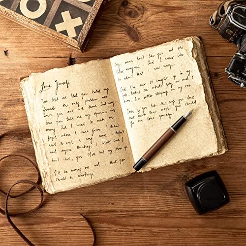 Vintage Leather Journal, 240 Pages Tree-Free Cotton Deckle Edge Paper, Blank Leather Bound Journal Book of Shadows, Antique Handmade Art Journal Old Style Notebook, MOONSTER® Leather Sketchbook 8"x6"