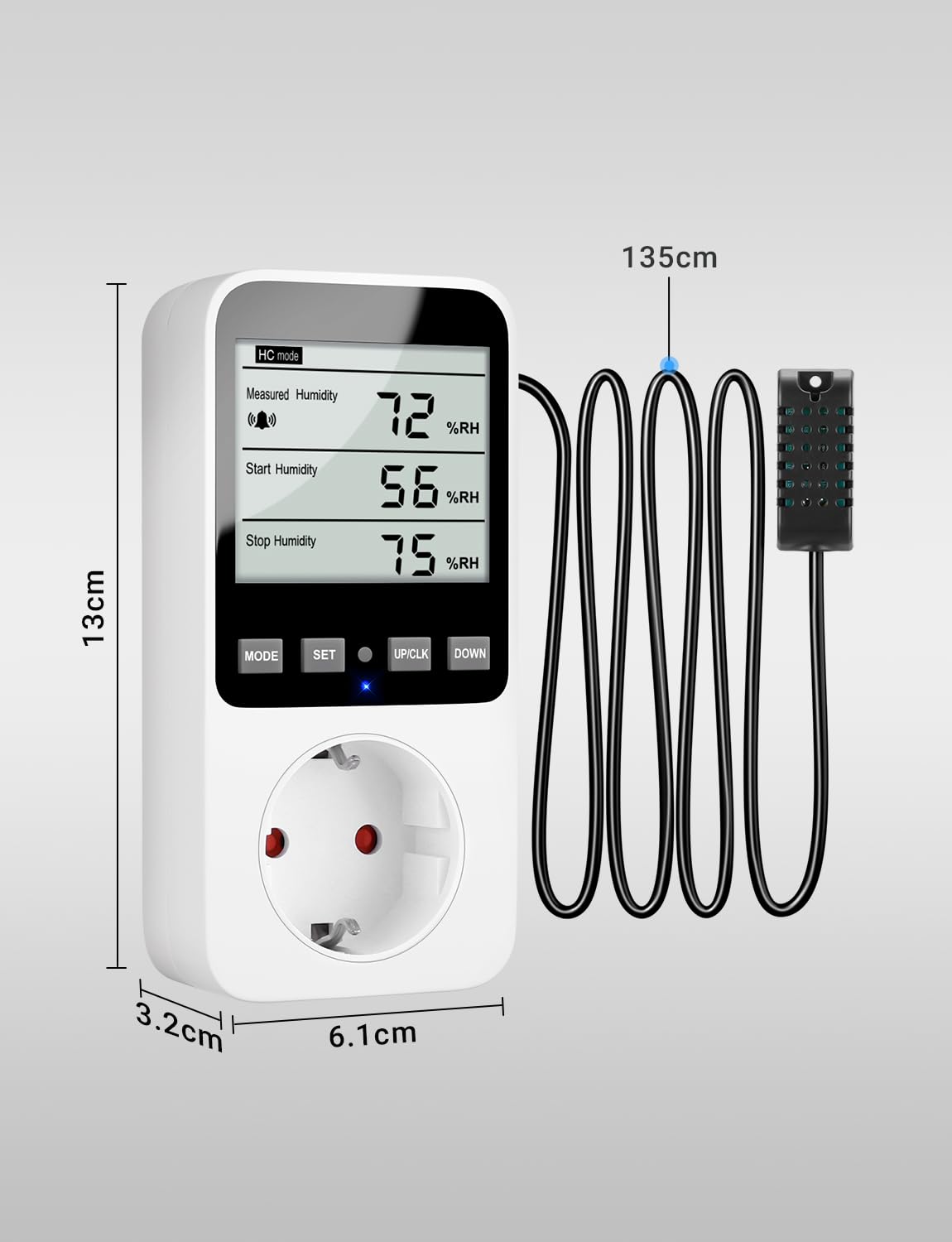 INKBIRDPLUS Feuchte- und Temperaturregler Steckdose 230V mit Alarmfunktion