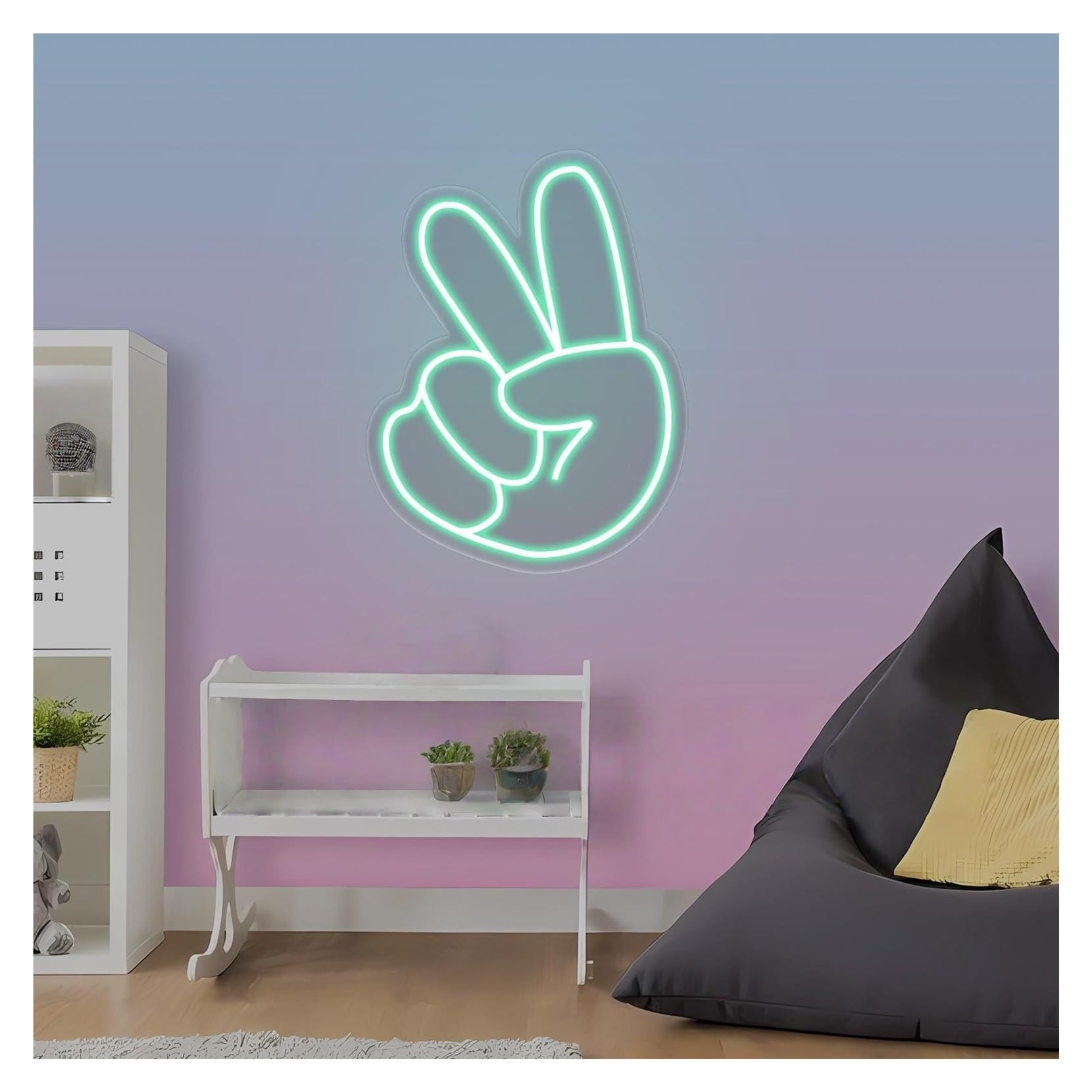 RONGCH Hanging Art Signs Victory Gesture Neon Sign,Suitable for Cafe Candy Store Wall Decor with Dimmable 31cmx40cm(B)
