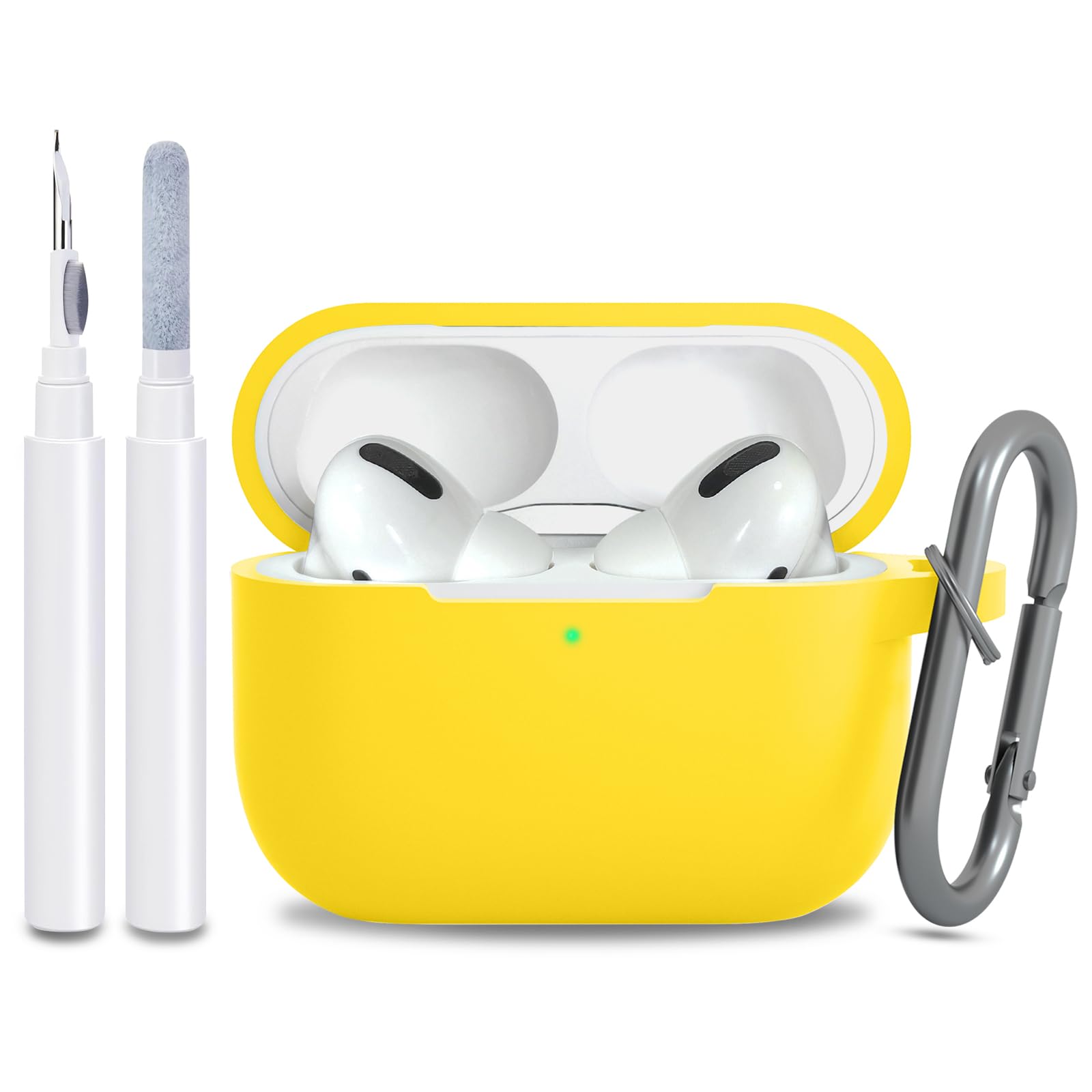 for AirPods Pro 2nd 1st Generation Case Cover with Keychain, Protective Soft Silicone Skin Accessories for Apple AirPods Pro Charging Case 2022/2019, Front LED Visible, Yellow