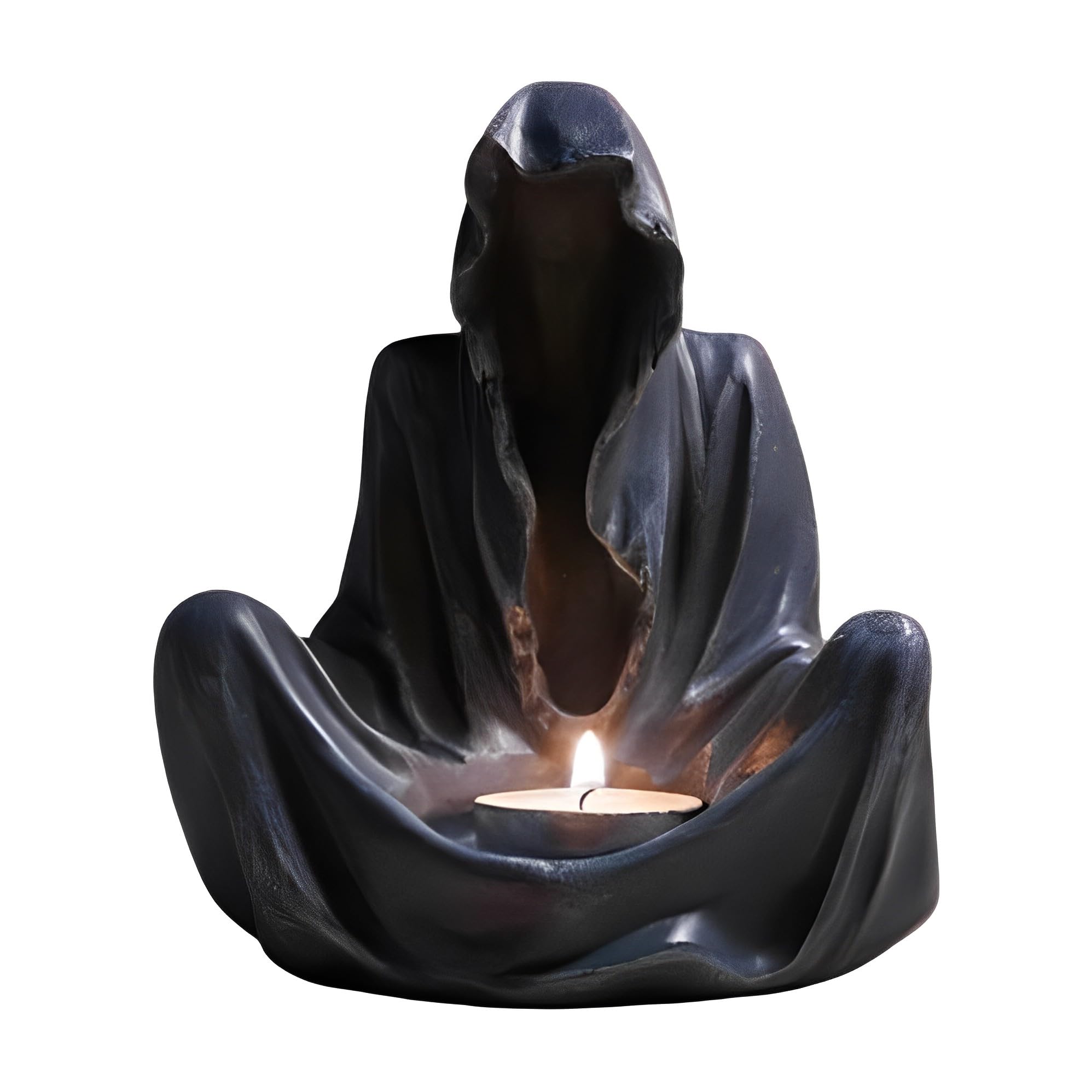 Ni-JASW Navy Blue Reaper Sitting Statue, Creeper Sitting Statue, Gothic Halloween Decorative Tea Holder
