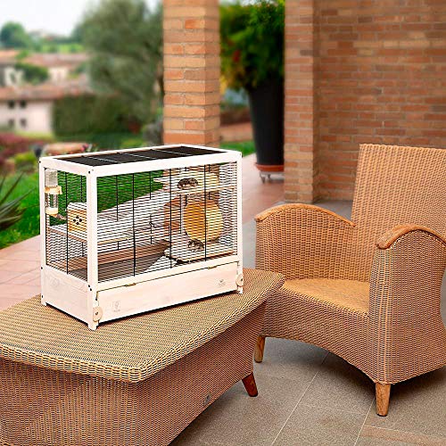 Ferplast Hamsterkäfig Holz, Nagerkäfig HAMSTERVILLE, Kleintierkäfig, 3 Etagen mit Rampen, FSC-Holz Hamsterzubehör inklusive, 60 x 34 x h 49 cm.