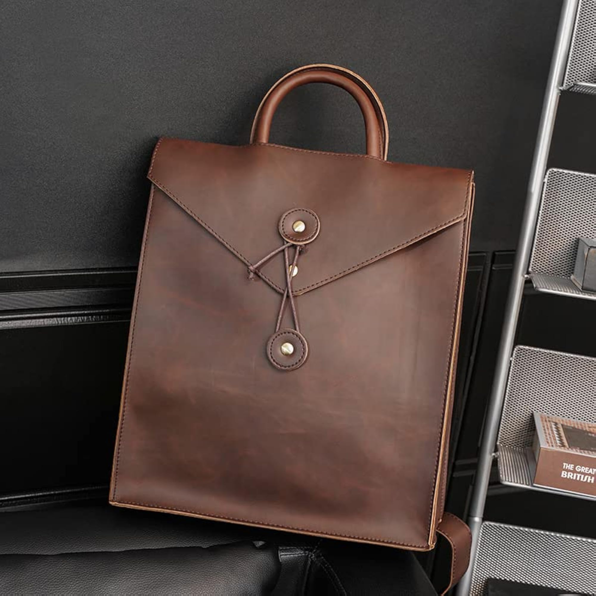 Retro Leather Business Backpack for Men and Women