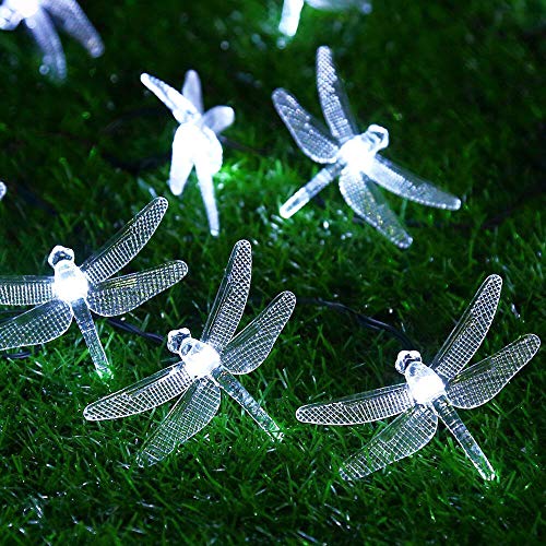Semilits Solar String Light Waterproof Outdoor Fairy Lights 22Ft 30 Crystal Dragonfly Leds For Pation,Homes,Gardens #TOP4