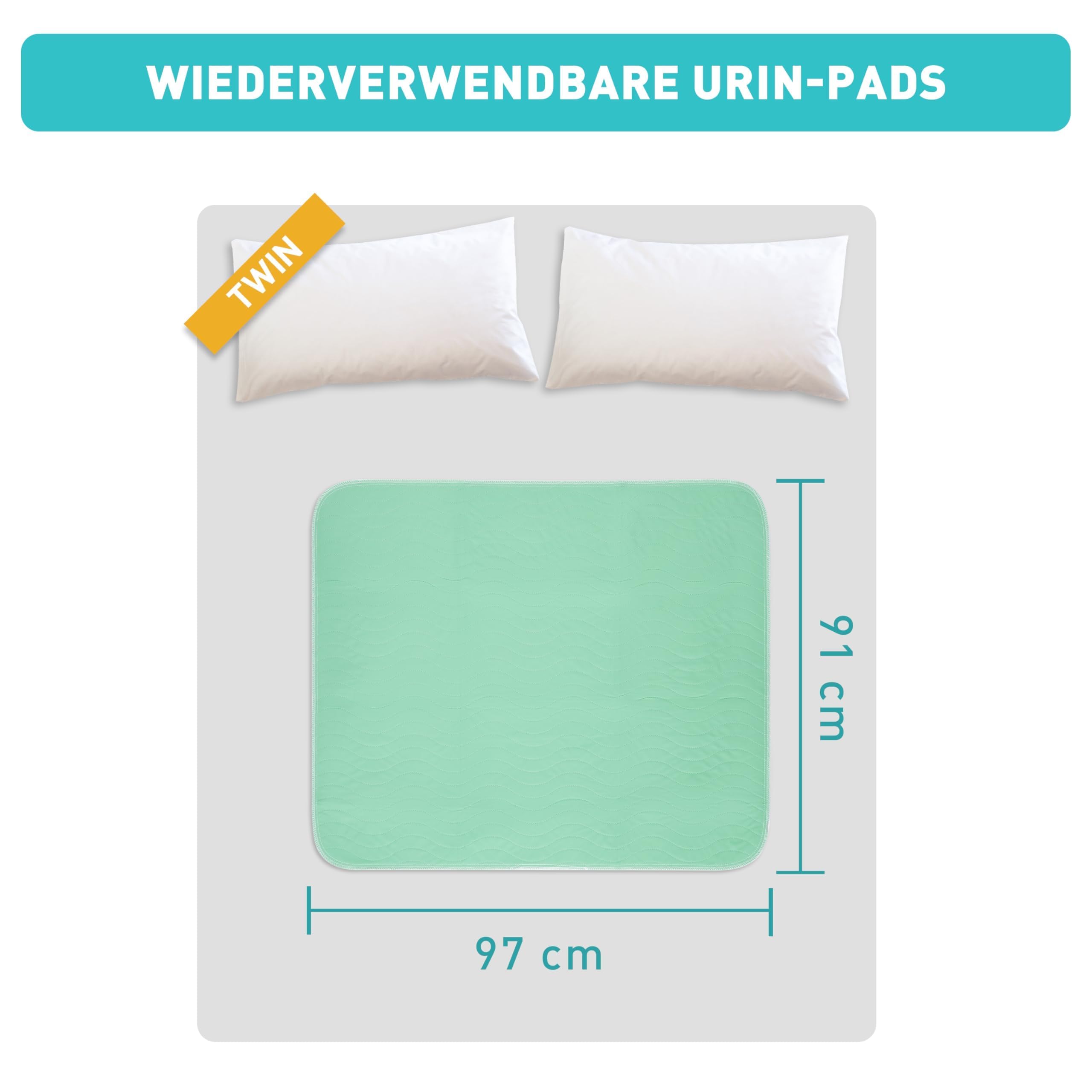 Bunlitent Inkontinenzunterlage waschbar 91x97 cm Matratzenschutz, Inkontinenz Bettunterlage 4er-Set, Wiederverwendbare Saugfähig und Wasserdicht Matratzenschoner