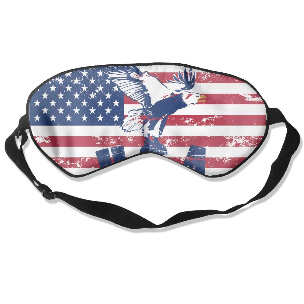 Bald Eagle American Flag Silk Sleep Eye Mask Flexible & Breathable Eyeshade With Adjustable Strap