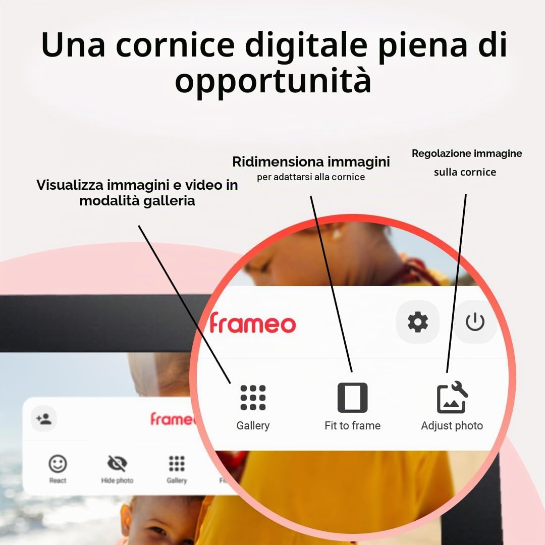 Frameo - Cornice per foto digitale WiFi, 32 GB, 10,1 pollici, 1280 x 800 mm, touch screen IPS HD, rotazione automatica, 32 GB di spazio di archiviazione integrato, condividi momenti istantaneamente