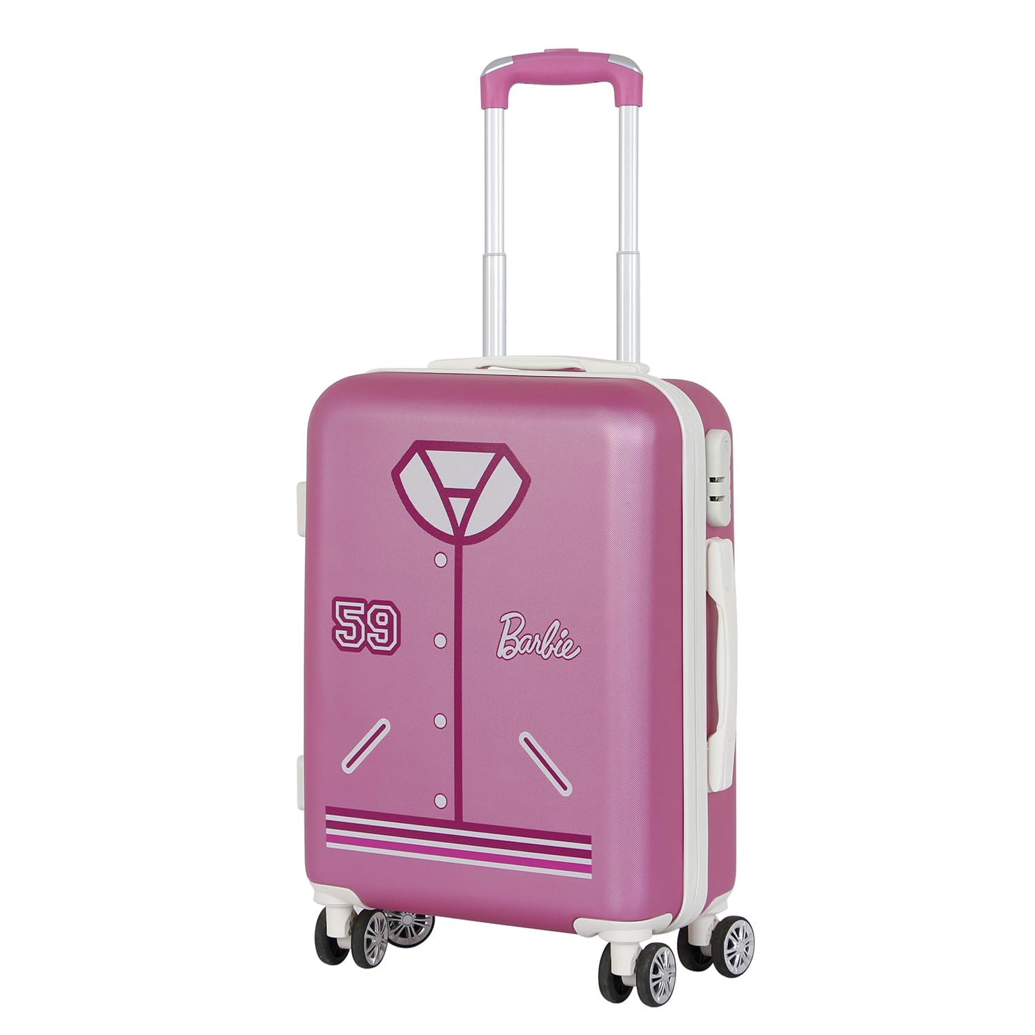 Barbie Varsity-​Valigia da Cabina ABS 4 Ruote, Rosa, 20 x 38 x 55 cm, Capacità 27 L