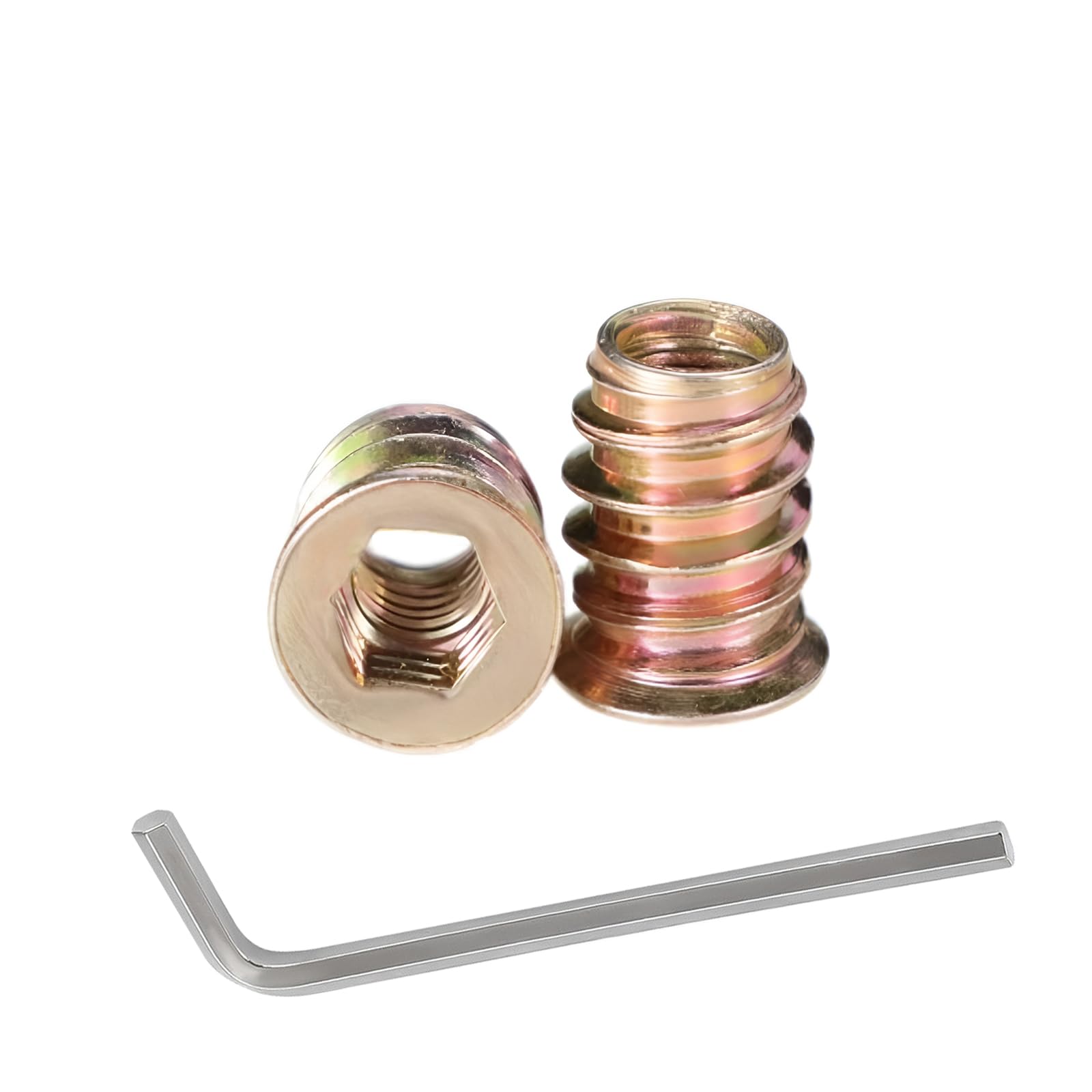 PFNRTH 1/4-20 X 15mm Threaded Inserts For Wood - Hex Drive Insert Nuts, 60PCS With Allen Wrench