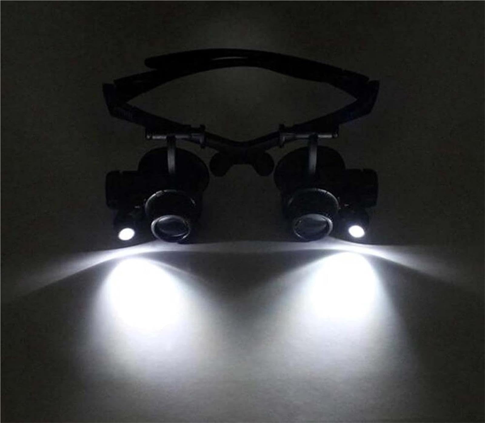 5X 15X 20X 25X Occhiali doppi Lente di ingrandimento Indossare lenti d'ingrandimento Cuffie Lenti d'ingrandimento illuminate Set di strumenti con luce LED for riparazione orologi