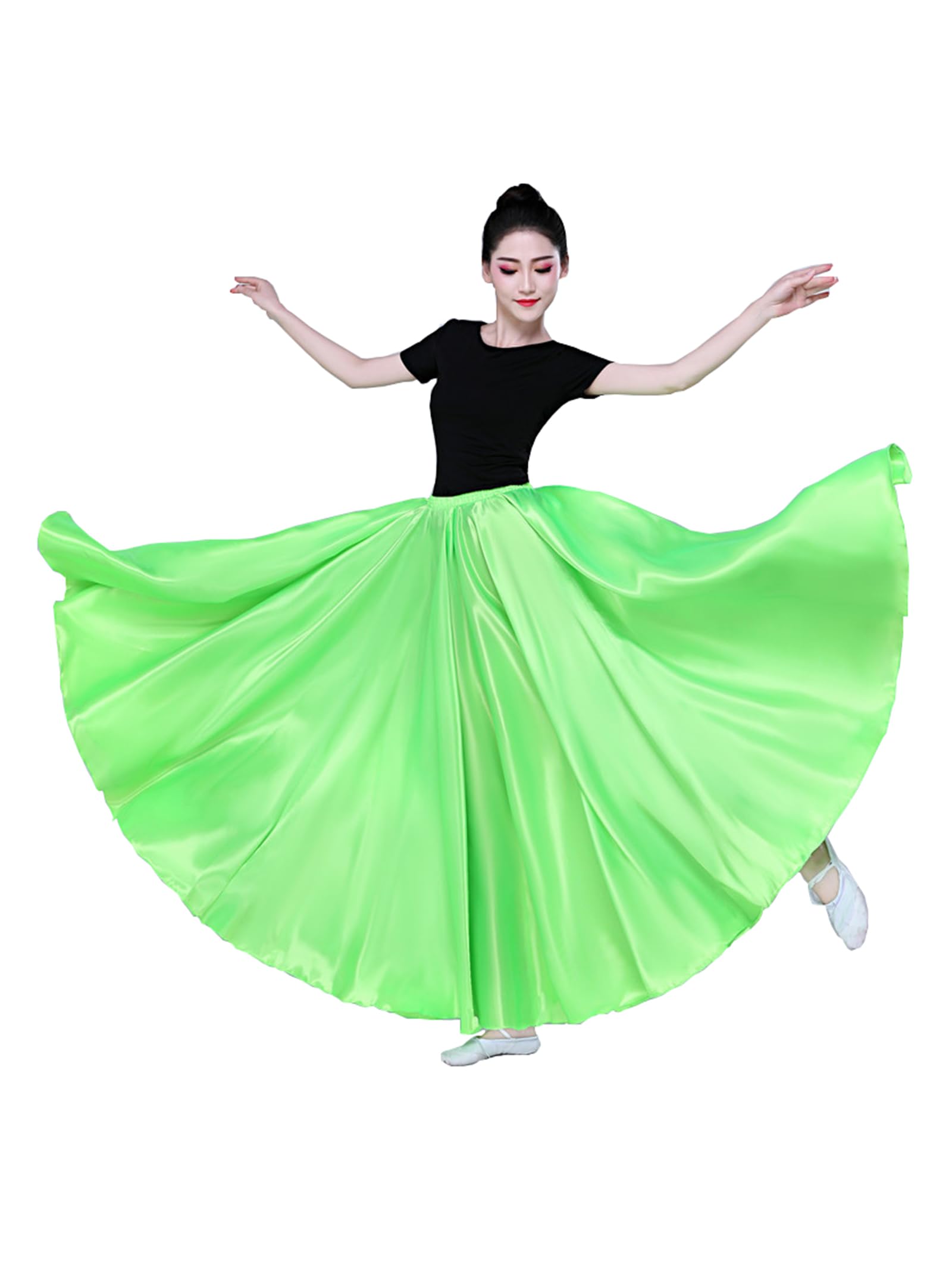 Falda de danza hasta el tobillo, faldas de danza del vientre, falda de danza para mujer, disfraz moderno, maxi faldas para bailarina, 360 ° 540 ° 720 °