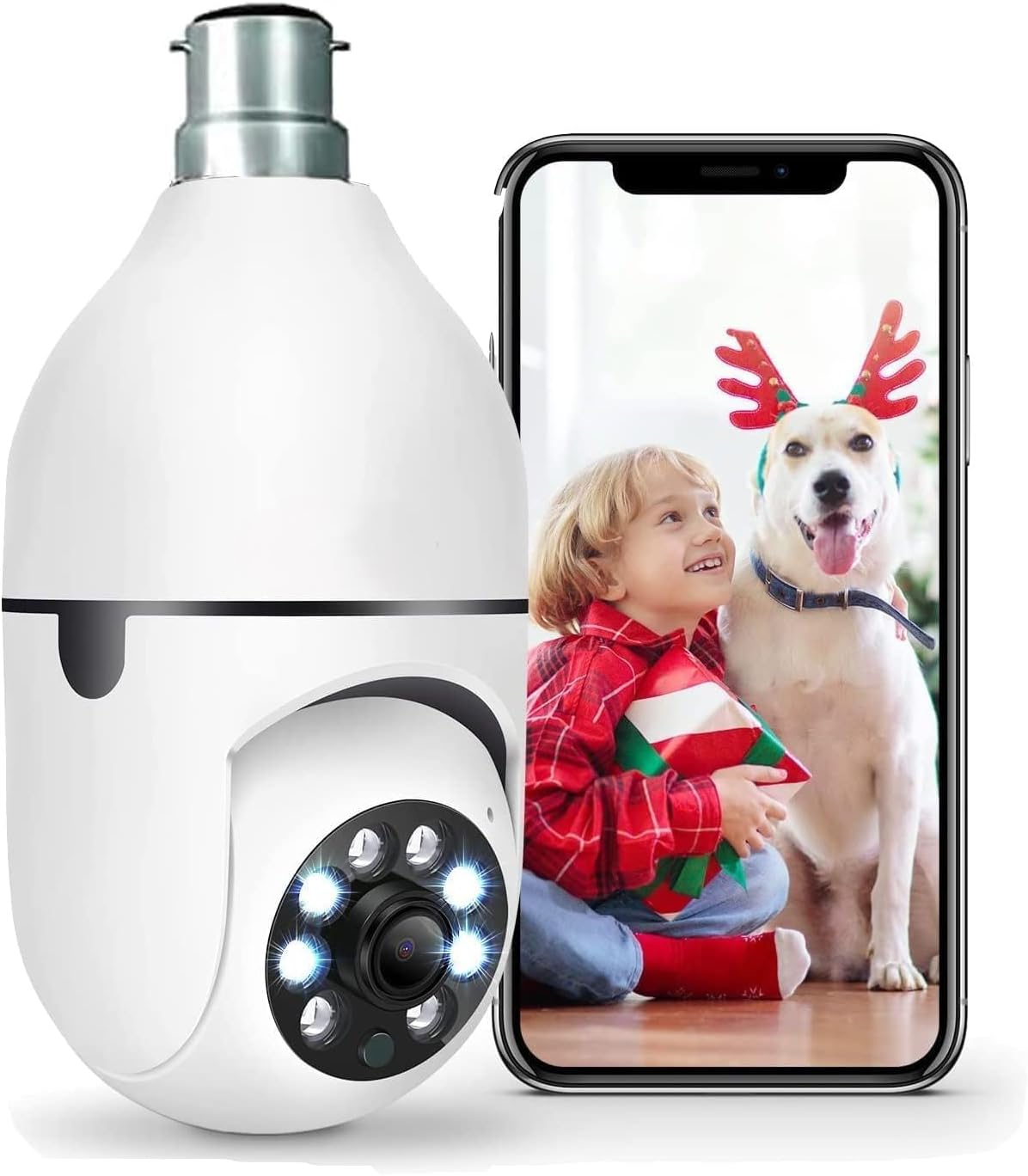 Light Bulb Wireless WiFi Camera, Bulb Camera 360 1080p WiFi Auto Rotation Fish Eye 360 Degree Panoramic Mini Lamp IR CCTV 1080p Video Home Security Light Wireless Camera