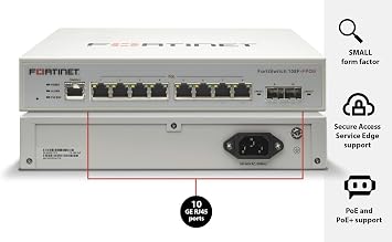 Fortinet FortiSwitch 108F-FPOE Layer 2 Switch. Managed. 8XGE Port, 2X SFP Port, 1X RJ45 Port. Fanless Design