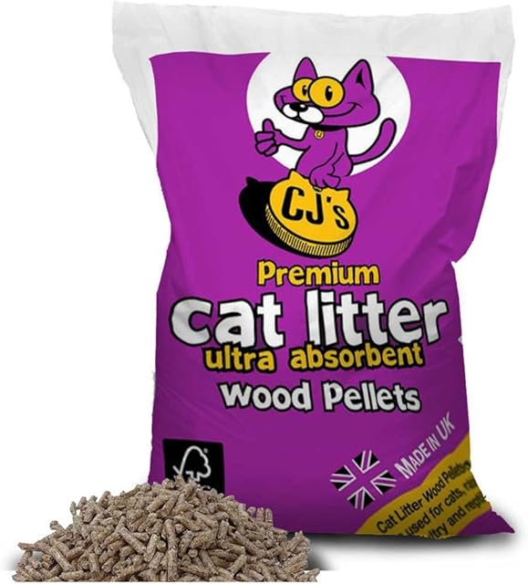 CJ's Premium Cat Litter Ultra Absorbent Wood Pellets, Biodegradable, 30 L