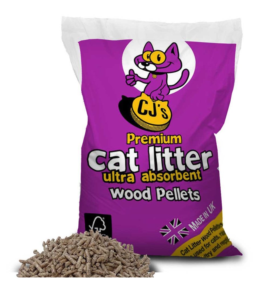CJ's Premium Cat Litter Ultra Absorbent Wood Pellets, Biodegradable, 30 L