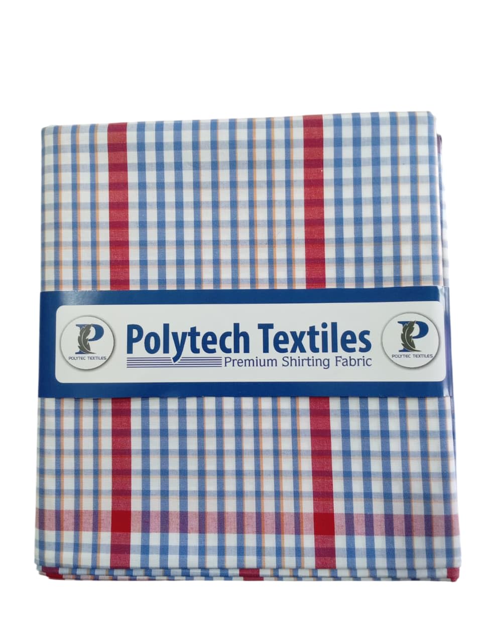 polytech textiles 311-Polytech Textiles Cotton Unstitched Shirting Fabric, Blue with Red and White Checks, casual Style, 1.6 Metres, for Men-picture-14