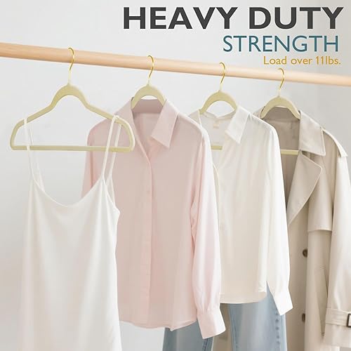 Miniatura 2 de ManGotree Perchas de terciopelo con gancho dorado giratorio de 360, perchas de fieltro antideslizantes para trajes, colgador de ropa delgado que