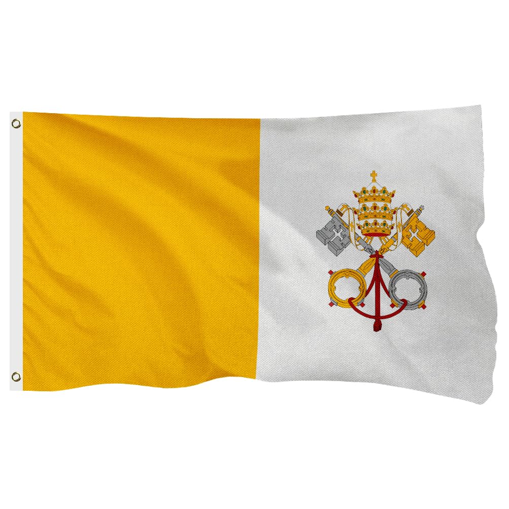 Drapeau du Vatican robuste et résistant à la décoloration avec œillets