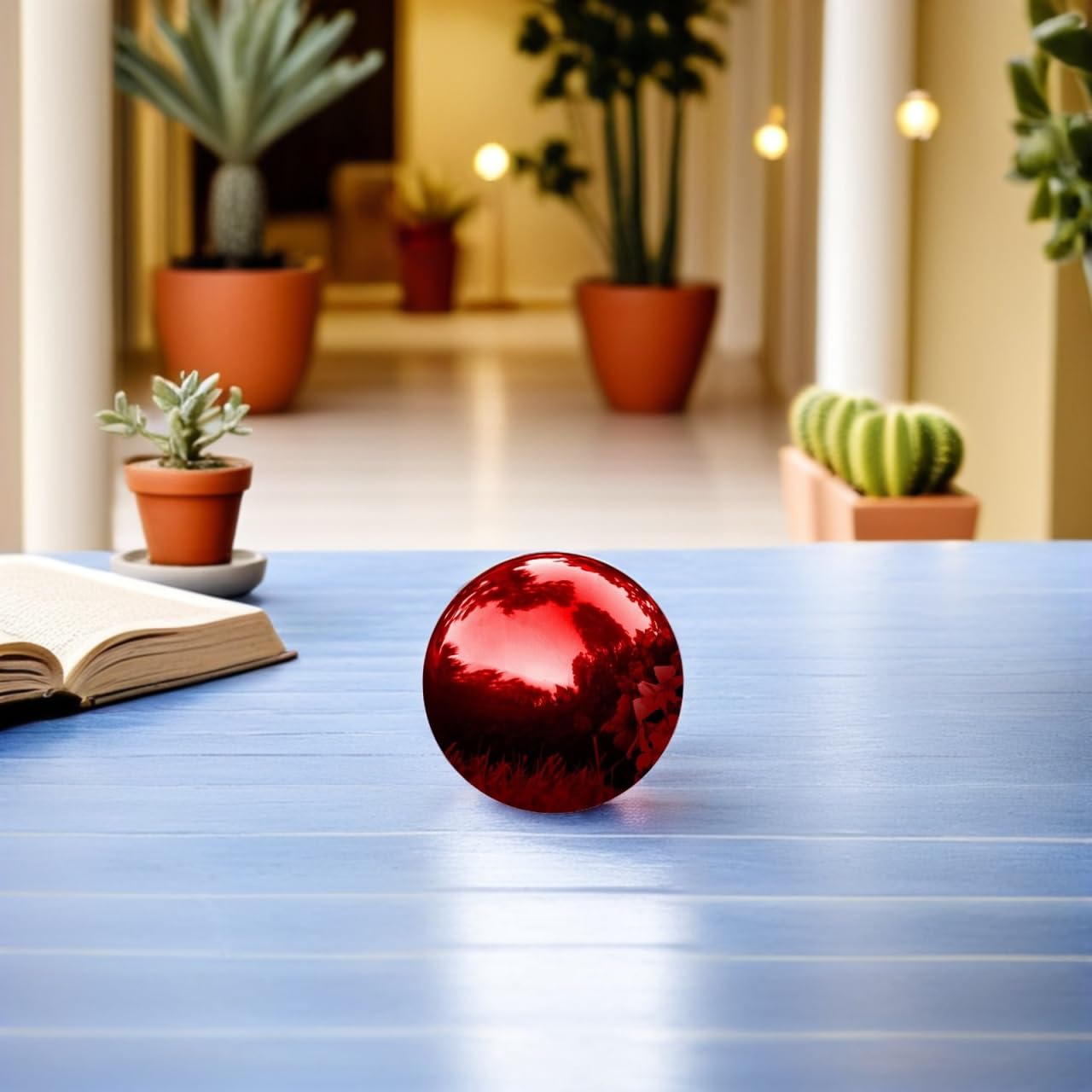 Milisten Bola Reflectante para jardín, Bolas de jardín Rojas, reflexión de jardín, Bola de Mirada roja, Bolas de Acero Inoxidable, pulir, Bola Reflectante de Acero Inoxidable