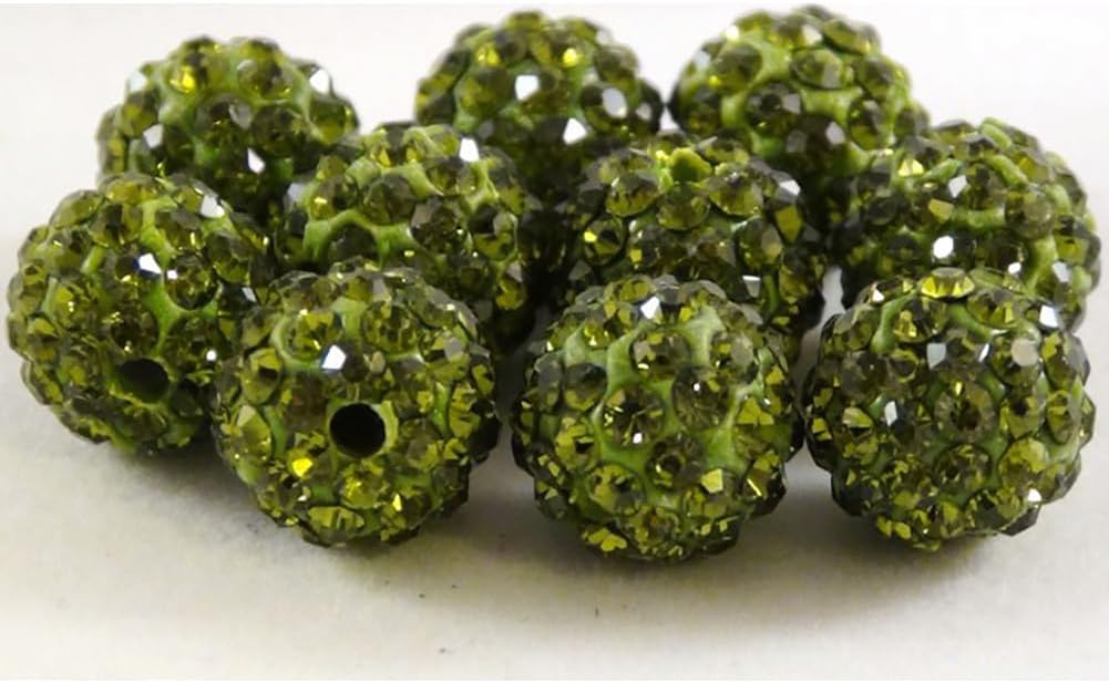 200pcs Rhinestone Clay Beads for Jewelry Making 4mm Shiny Crystal Disco Ball Polymer Clay Round Loose Beads Bulk for DIY Craft Bracelet Necklace Earring,(Dark Green)