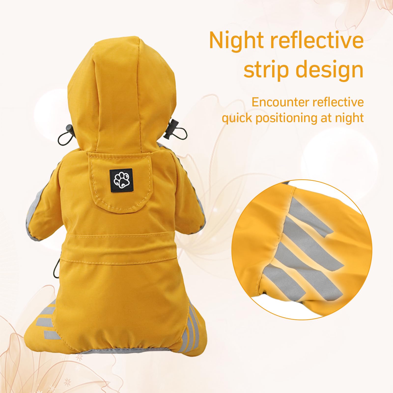 Impermeabile Per Cani Cozlly - Poncho Con Cappuccio, Taglie S/M/L/XL, Riflettente, Giallo - Foto 7