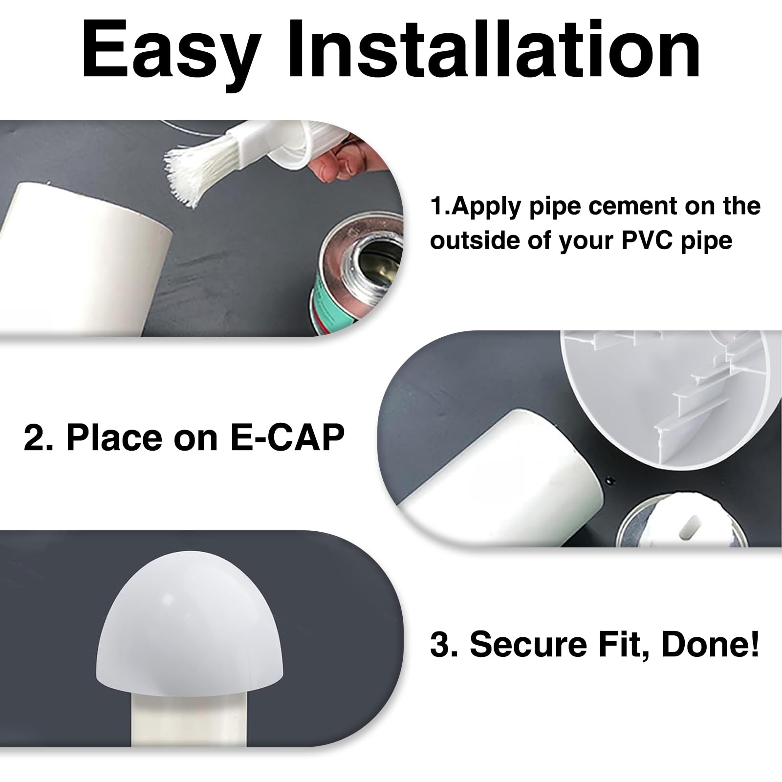 E-CAP321 - Tapa de ventilación de techo para tubo de ventilación de horno de 1.5 pulgadas, 2 pulgadas, 3 pulgadas, tapa de ventilación de PVC, cubierta de ventilación de techo para tapa de ventilación