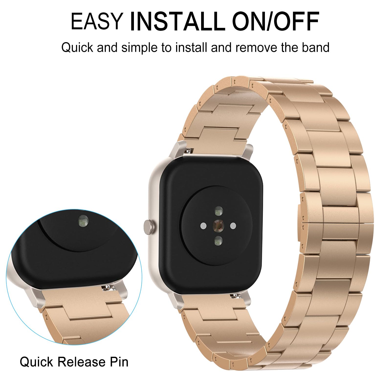 Titan Armband für Amazfit GTS 4 Mini, Amazfit GTS, GTS 2, GTS 2 Mini, GTS 2e, GTS 3, GTS 4, Amazfit GTR 42mm, Amazfit Bip, Bip 3, Bip 3 Pro, Bip U, Bip U Pro, 20mm Prämie Titanium Ersatzarmbänder