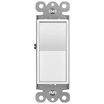 Momentary Contact Decorator Switch for Garbage Disposals, Garage Door Switch, Spring Release Paddle, 120-277VAC 15A, Single-Pole, UL Listed, 91245-W, White