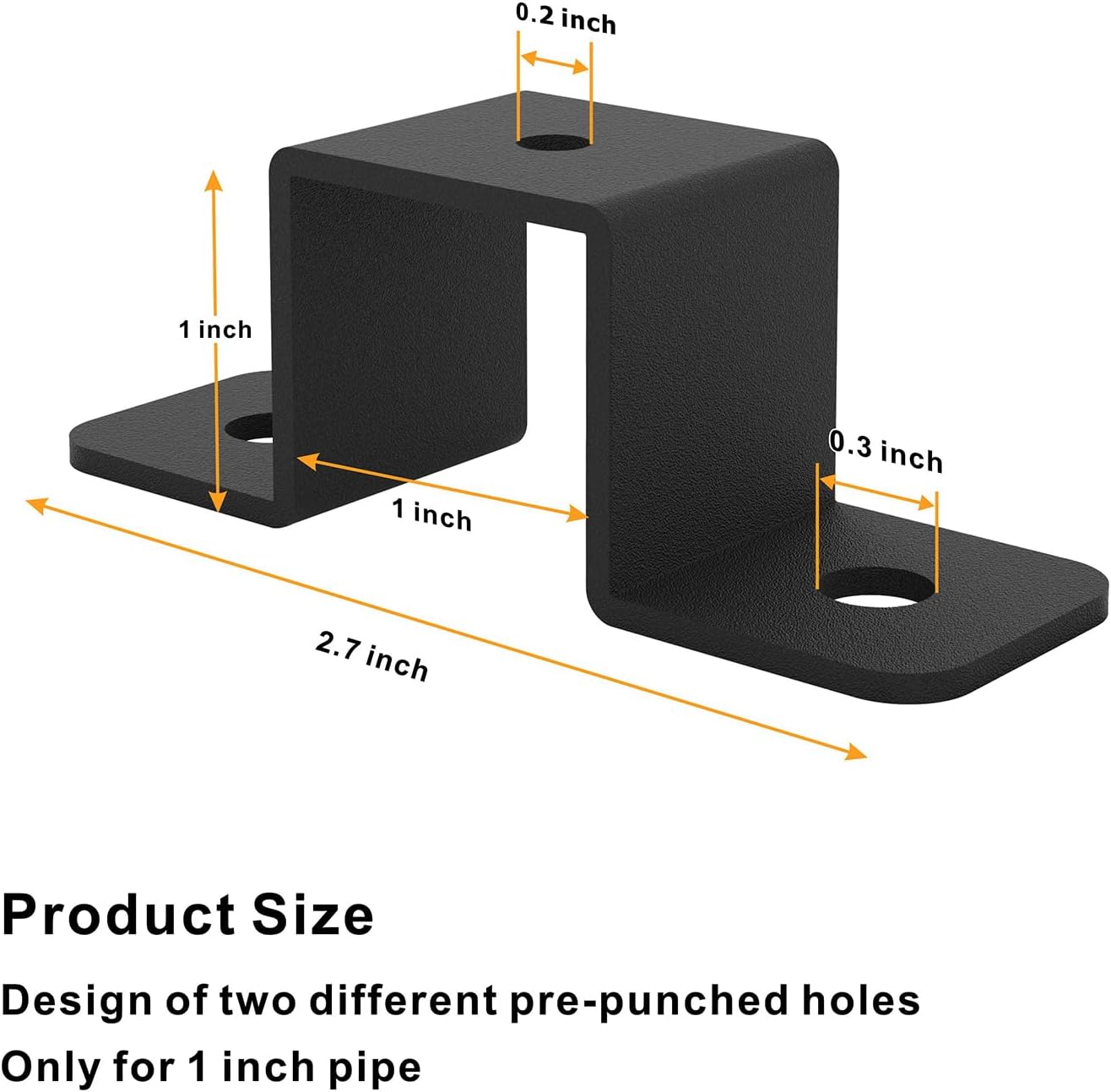 8Pcs Square Pipe Clamp, Black Strap Post Ties Brackets, U Shaped Connector Bracket, Wood Deck Fence Post Tie for Water Pipes, Balcony Railing, Stairs Railing