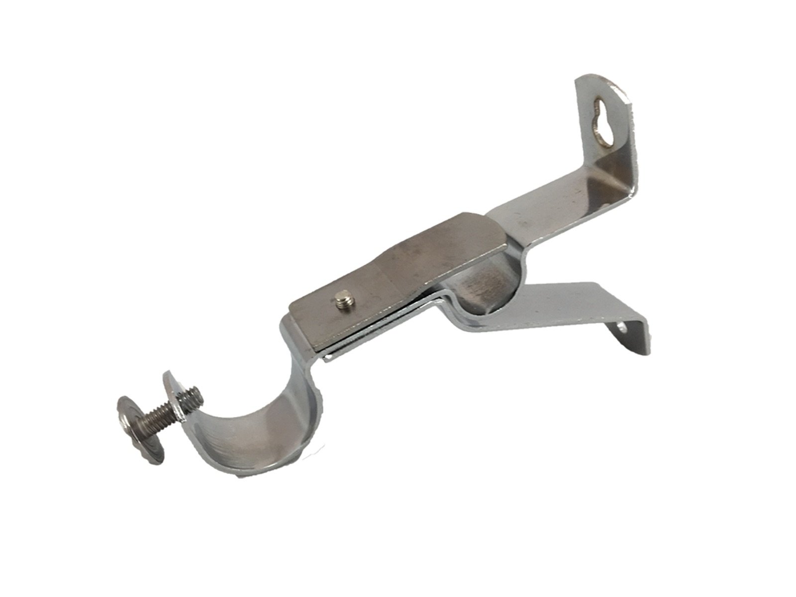 19mm & 28mm Double Layering Metal Curtain Pole Wall Bracket Black Silver Brass (Silver Chrome)