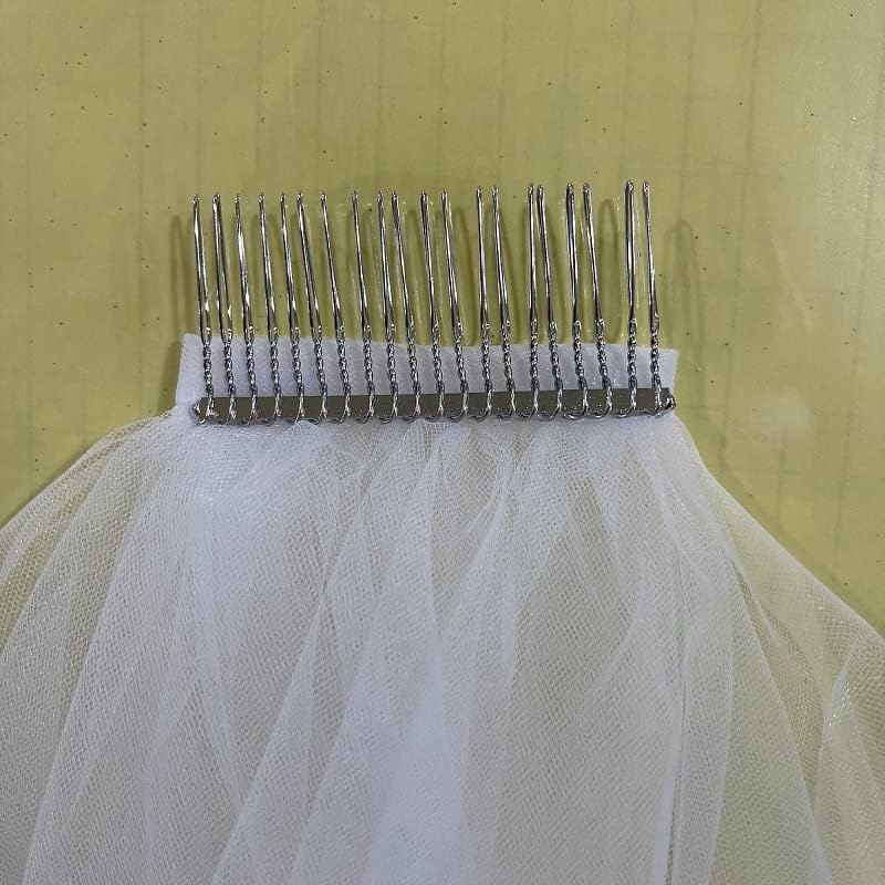 Miniatura 6 de Velo de novia corto de novia velo de pelo blanco velo de tul blanco velo corto velo de fiesta para novias y mujeres, Blanco
