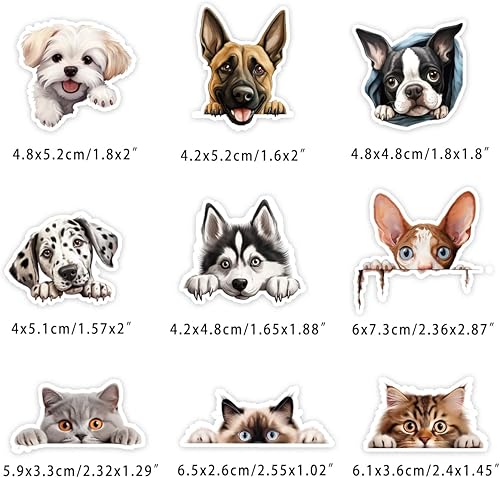 Miniatura 5 de Prstincol Lindas calcomanías de gatos y perros, 100 unidades, divertidas calcomanías de perros y gatos para niños, adolescentes y adultos,