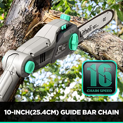 Litheli Cordless Pole Saw,10-Inch 40V Pole Saws For Tree Trimming, Battery Pole Saw For Branch Cutting, Trimming, Pruning, 2.5Ah Battery & Charger Included #TOP1