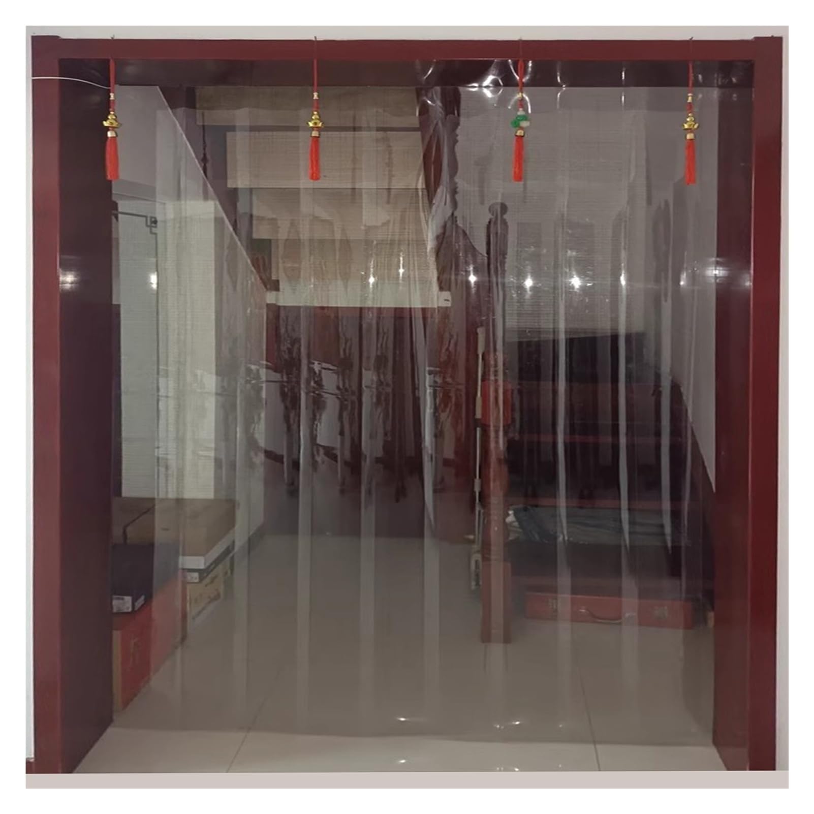 Kit completo de cinta de puerta de plástico PVC impermeable para persianas de puerta de salón y dormitorio, separaciones fáciles de limpiar, grosor 1,3 mm, 0,75 x 2 m