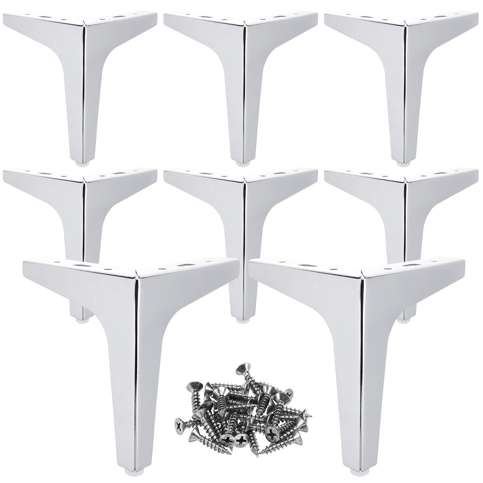 MIVIDE 8 Triangulares de Metal para Muebles, Patas para Muebles Plateado 15 cm, Patas de Metal Modernas para sofá, Mesa, Capacidad de Carga de hasta 800 kg