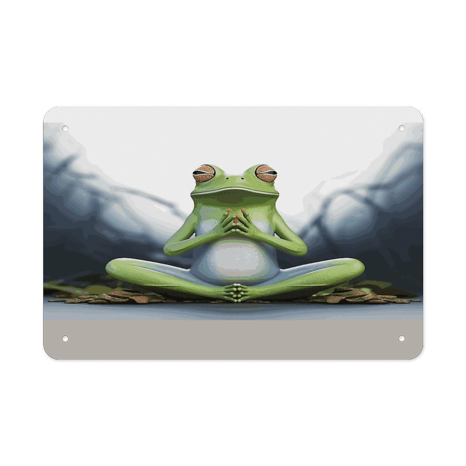 Fekiloot Style Funny Yoga Frog Metal Signs Wall Art Tin Sign