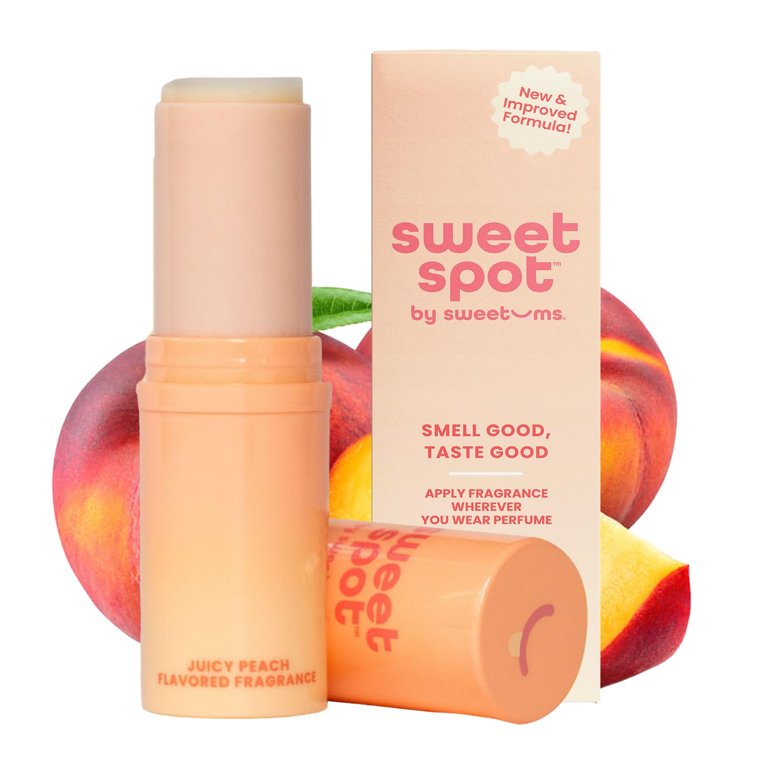 SweetSpot Flavored Solid Perfume Stick, Portable Travel Perfumes for Women, Long Lasting Fragrances, Non Sticky Formula, Natural Ingredients, Fragrance Stick (Peach)