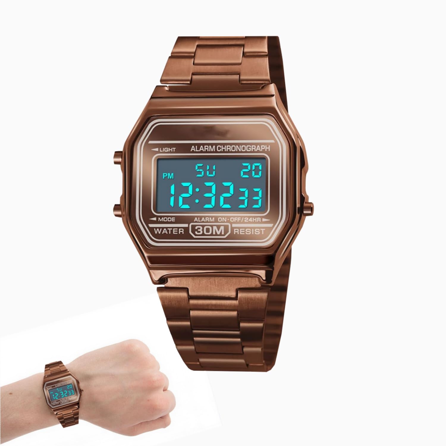 Orologio da polso di lusso di affari 30M impermeabile in acciaio inossidabile orologio sportivo orologio digitale orologio da polso