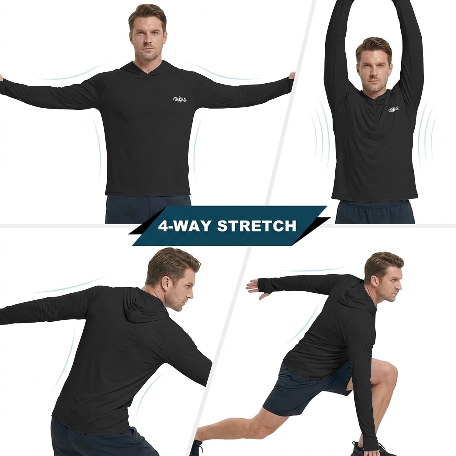 Men's Sun Protection Hoodie UPF 50 Long Sleeve Rash Guard Fishing Shirt with Hood Hiking Lightweight Hooded image 2
