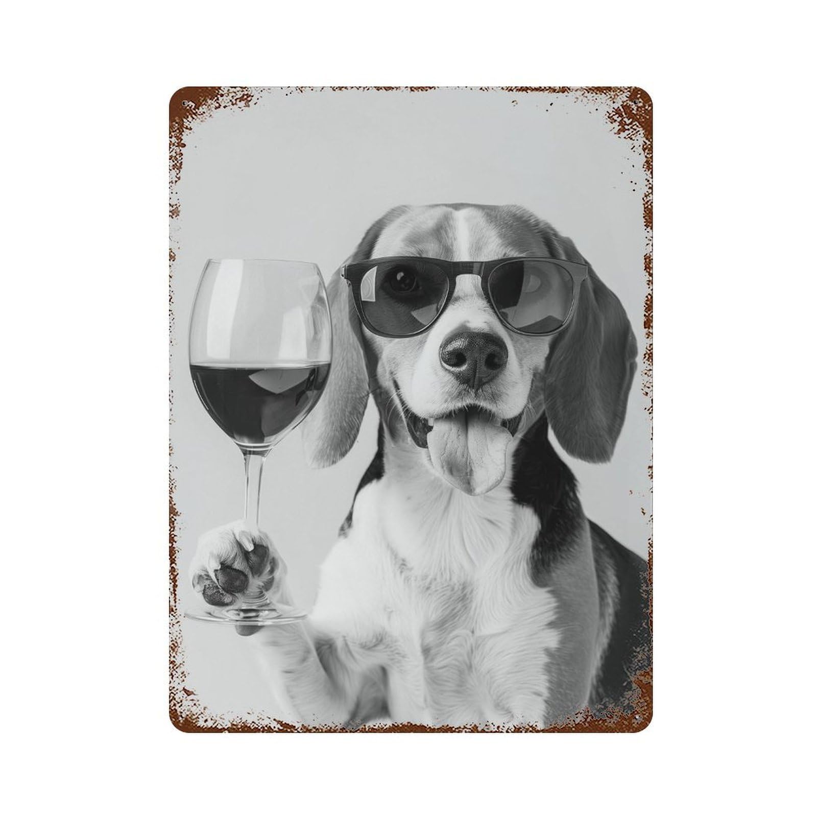 xiaoxiaoshen Beagle And Wine Print Wall Decor Art Metal Tin Poster Modern Home Decor Art Home Bar Shop Decorations Vintage Sign 40x30cm